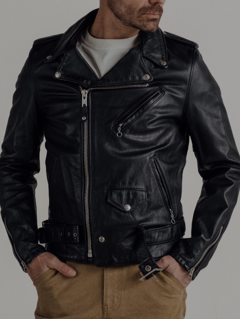 Schott Perfecto Motorcycle Leather Jacket 626VN (Black) (XL)